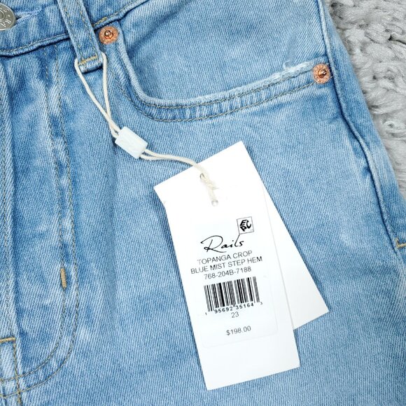 Rails Topanga Crop Straight Jeans Light Blue Mist Step Hem Size 23 Button Fly - Picture 5 of 9